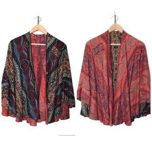 Cashmere Multicolor reversible Shawl Southwest Print Butterfly's shape One Size